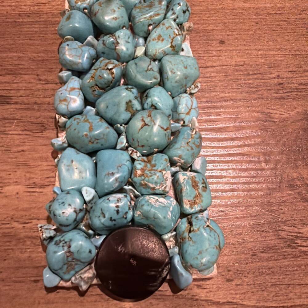 LUCKY BRAND Womens Bracelet 6” Faux Turquoise Leather Button Southwestern Style - Picture 4 of 9